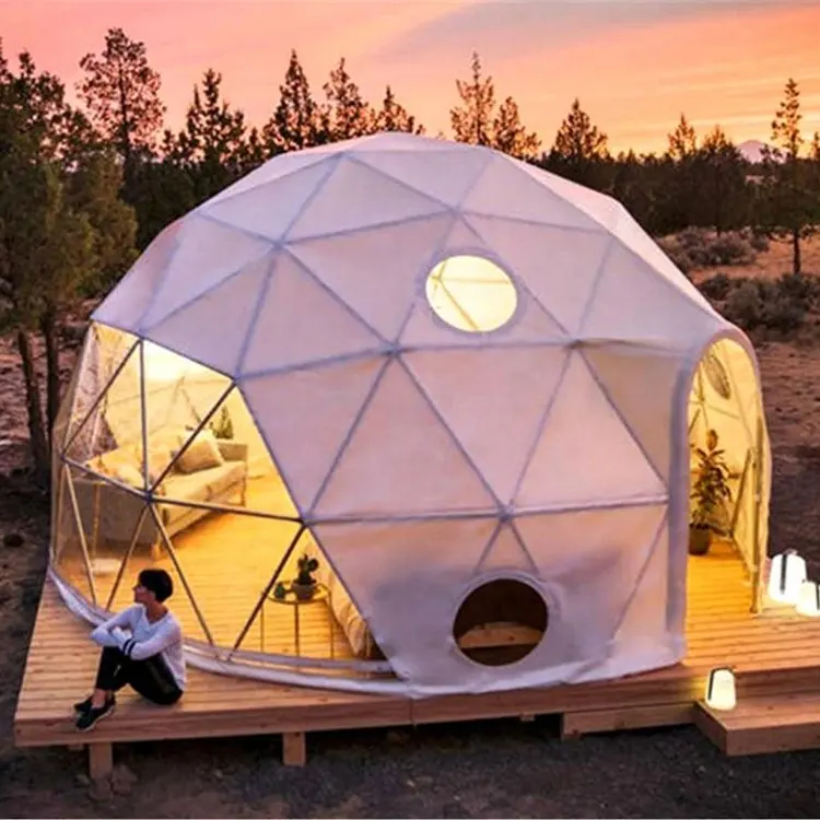 6เมตรเส้นผ่าศูนย์กลางพีวีซีหลังคาขนาดใหญ่โปร่งใส Geodesic เต็นท์โดม