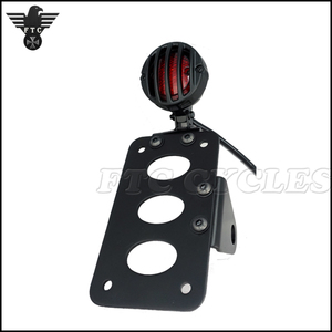 Montage latéral de <span class=keywords><strong>Plaque</strong></span> D'<span class=keywords><strong>immatriculation</strong></span> De Moto Grillé Feu Arrière pour Harley Motos Personnalisées - Product Image 2