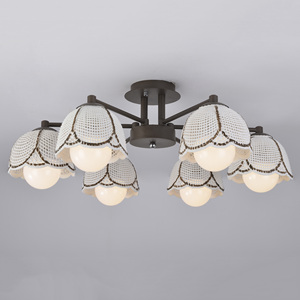 Café color <span class=keywords><strong>de</strong></span> la flor diseño iluminación 6 brazos <span class=keywords><strong>de</strong></span> araña colgante <span class=keywords><strong>de</strong></span> luz - Product Image 1