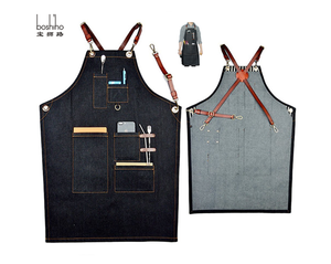 Tablier de travail en jean avec sangles en cuir réglables, outil utilitaire pour salon de coiffure, cadeau d'entreprise, nouveauté, vente chaude - Product Image 2