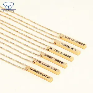 Collana con Targhetta Personalizzata Sini Jewelry in Acciaio Inossidabile, Ciondolo con Logo Inciso Personalizzato, Collana con Barra in Oro 24K - Product Image 1