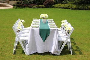 Chaises pliantes blanches en résine, siège en tissu pour fête de jardin, événement et mariage - Product Image 6