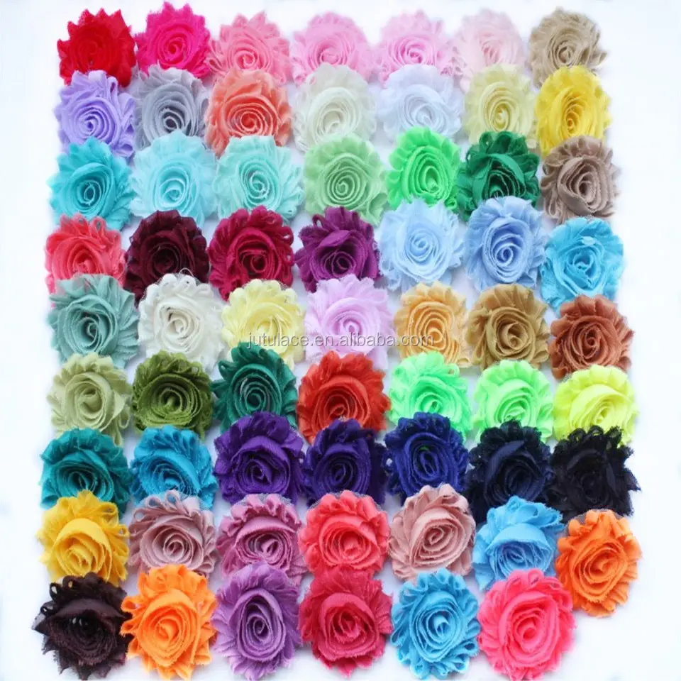 Aksesori Hari Bunga Lusuh, Klip Rambut Shabby Chic Flowers -- 62 Warna untuk Dipilih