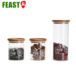 <span class=keywords><strong>Pot</strong></span> de rangement en verre hertique, de grande capacité, <span class=keywords><strong>transparent</strong></span> avec couvercle en bois, 1 pièce - Product Image 1