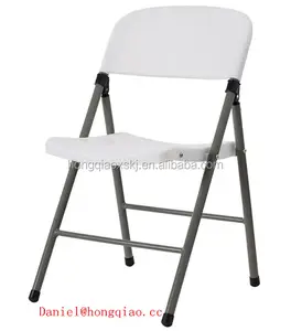 Cadeira de mesa dobrável de plástico, atacado, barato, portátil, empilhável, ao ar livre, pp, plástico, usado, cadeira de mesa com perna de metal para jardim