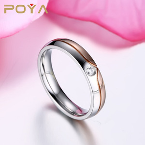 POYA — <span class=keywords><strong>bague</strong></span> de mariage en pierre CZ pour femmes et hommes, anneau de fiançailles de couleur or Rose ou argent, qualité AAA - Product Image 6