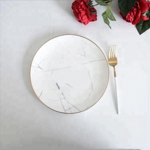 De <span class=keywords><strong>service</strong></span> rond 8 pouces marbre <span class=keywords><strong>assiette</strong></span> à <span class=keywords><strong>dessert</strong></span> os chine avec or jante - Product Image 2