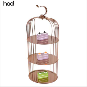 Dubai büfe dekorasyon düğün kuş kafesi fantezi çelik tatlı büfe altın kek standı kafes 3 katmanlı düğün kuş kafesi standı - Product Image 6