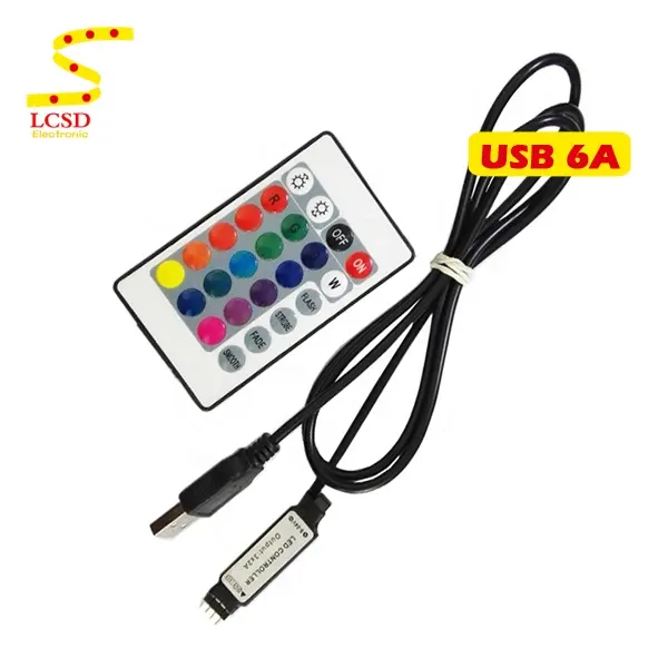 5 V RGB Ha Condotto Il Regolatore USB con 24 IR di chiavi Telecomando Senza Fili HA CONDOTTO LA Luce Dimmer