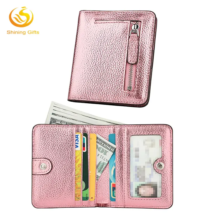 RFID 차단 지갑 여성용 작은 가죽 동전 디자이너 지갑 프론트 포켓 미니 지갑