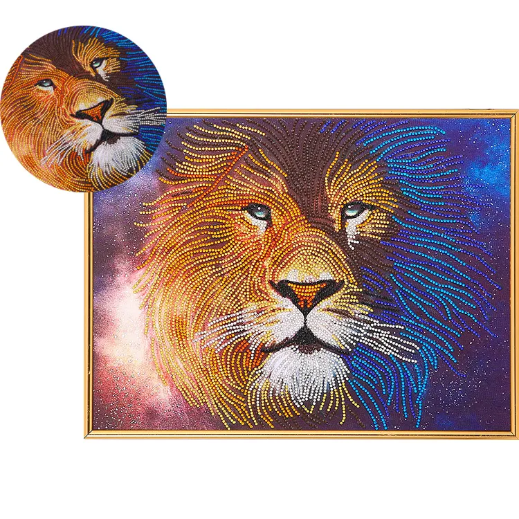 China factory DIY special shaped diamond painting 47*57CM diamond painting lion animal for wall art decoration