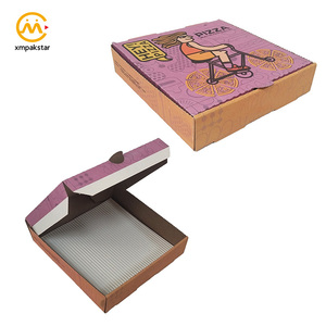Desechables de papel corrugado impreso caja de cartón caja de embalaje de pizza - Product Image 1