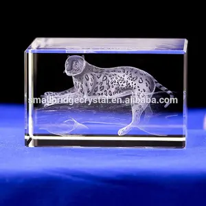 Tùy Chỉnh 3d Crystal Khắc Panther Quà Tặng Laser 3d Khắc Thủy Tinh Khối