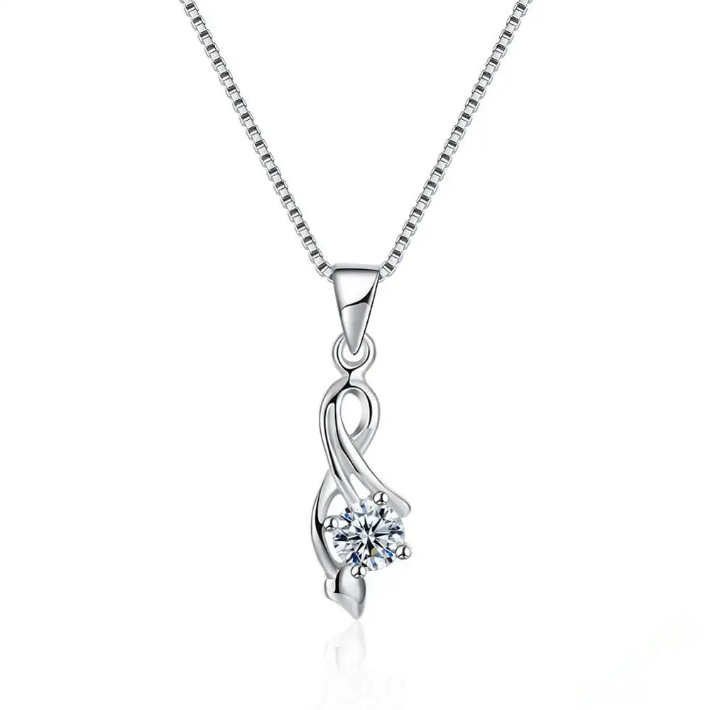 Nieuwste Koreaanse Stijl CZ 925 Sterling Silver Rose Flower Vorm Hanger Ketting