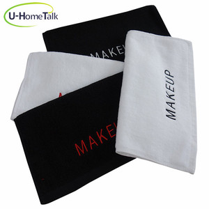 U-HomeTalk UT-TJ031 spedizione gratuita <span class=keywords><strong>asciugamano</strong></span> Spa di bellezza tessuto personalizzato <span class=keywords><strong>capelli</strong></span> 100% <span class=keywords><strong>cotone</strong></span> <span class=keywords><strong>asciugamano</strong></span> da salone nero con Logo ricamato - Product Image 2