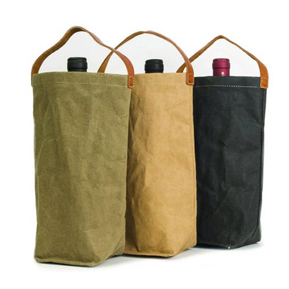 Винная упаковочная сумка, моющаяся тканевая сумка для покупок, рекламная Сумка-тоут из крафт-ткани