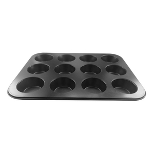 Molde para hornear rectangular negro antiadherente de metal estañado ecológico para <span class=keywords><strong>pan</strong></span> y bizcochos, 12 cavidades - Product Image 3