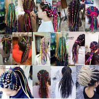 Extensions de dreadlocks de 20 pouces pour femmes/hommes, dreadlocks synthétiques bicolores faites à la main, extensions de dreadlocks longues à extrémité unique, style hippie, cheveux reggae