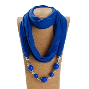 Custom Beads Pendant Neckerchief Women'S Shawl Long Scarf Necklace Pendant Jewelry