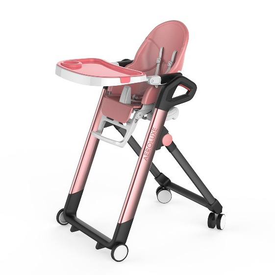 Уникальный детский высокий стул EN14988 из розового золота