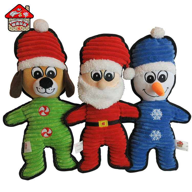 Оптовая продажа, прочная Рождественская плюшевая игрушка для собак, снеговик, пищалка, жевательная игрушка для домашних животных