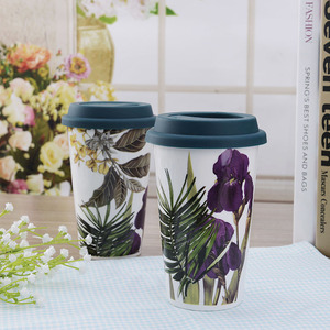 <span class=keywords><strong>Double</strong></span> Paroi Tasses En Céramique Résistant À La Chaleur Café Voyage <span class=keywords><strong>Tasse</strong></span> avec Couvercle À Vis - Product Image 5