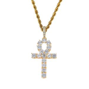 <span class=keywords><strong>Collana</strong></span> con Ciondolo a Croce Anha Placcato Oro CN019 Stile Hip Hop con Catena a Corda e Micro Pavé di <span class=keywords><strong>Pietre</strong></span> CZ per <span class=keywords><strong>Uomo</strong></span> e Donna - Product Image 1