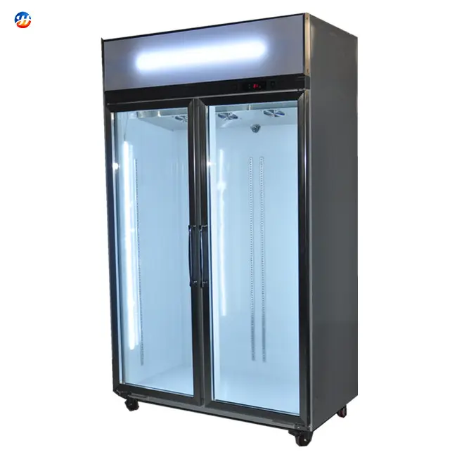 Commerciale Doppio Porte In Vetro Display Frigo per Bere