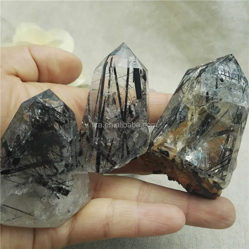 Natürliche Turmalin produkte zum Verkauf Behandlung schwarzer Turmalin punkt klarer Quarz kristall Ursprungs punkt Großhandel große Disco