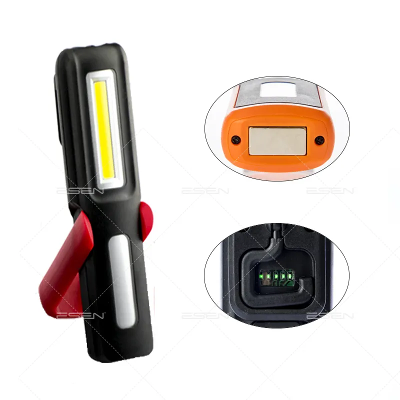 Rubber Handle Rechargeable 3W COB Slim Car Inspection Light Portable Working Lamp