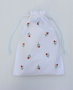 Flowers Embroidered Drawstring <b>Laundry</b> <b>Bags</b>, Personalized Monogrammed Lingerie <b>Bag</b> - Product Image 1