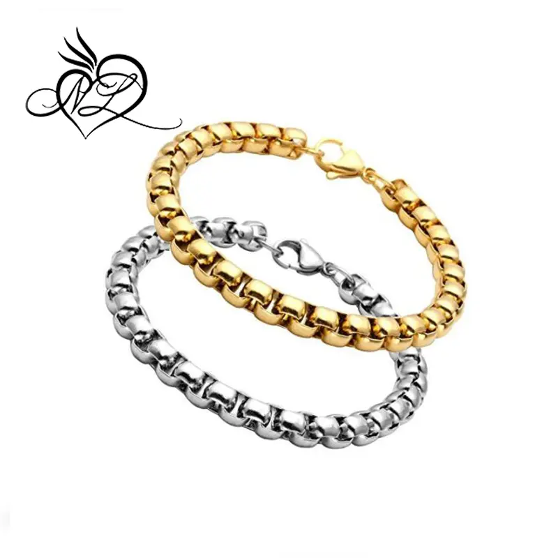 Chaîne En Acier Inoxydable Bracelet pour Hommes Femmes 7mm de Large 8 Pouces 2 Couleurs Or Argent