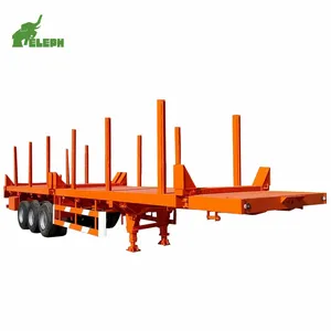 Hydraulic Timber Loading Trailer Log Trailer Transport Wood Semi Trailer with Crane Grapple