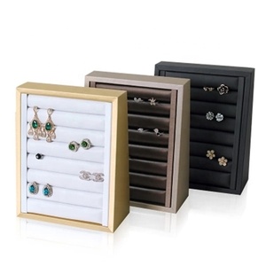 Logo personalizzato Gioielli Display <span class=keywords><strong>Espositore</strong></span> Per Il Contatore Vetrina Anelli <span class=keywords><strong>Orecchini</strong></span> Anello del Cuoio del Supporto Del Banco di mostra - Product Image 2