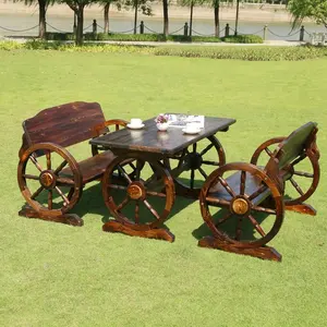 차 모양 단단한 나무 로비 정원 테이블 옥외 가구 세트