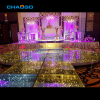 Produit innovant Plancher de danse lumineux à paillettes dorées Led 3d Plancher miroir de mariage