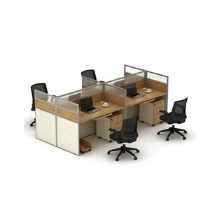 Office Cubicles 4 Person I Shaped <strong>Desk</strong> for <strong>Small</strong> <strong>Space</strong> - Product Image 1