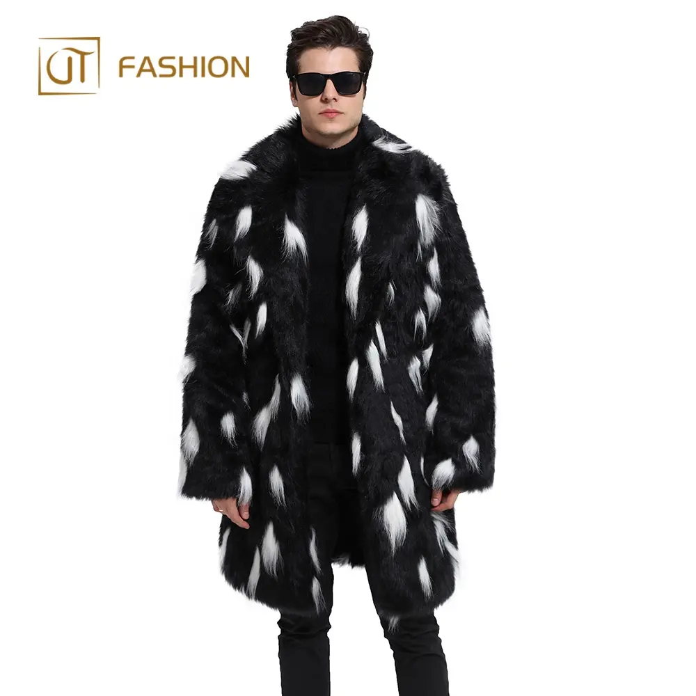 Лидер продаж, оптовая продажа, модное черное Мужское пальто из искусственного меха jtfur с жаккардовым переплетением