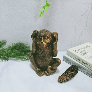 Scultura di <span class=keywords><strong>Scimmia</strong></span> Dipinta a Mano in Resina Personalizzata, Arte Popolare Dorata, Decorazione per la Casa, Animale per il Giorno di Scherzi di Aprile - Product Image 3