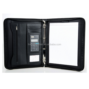 Customized Portfolio Embossing Logo 3 <strong>Ring</strong> <strong>Binder</strong> PU Leather A4 Zippered Compendium <strong>Folders</strong> Office <strong>Folders</strong> - Product Image 5