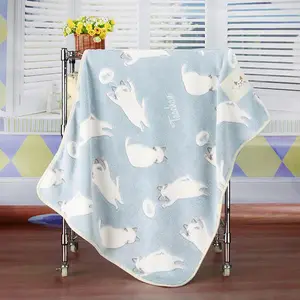 Manta de lana de Coral súper suave de poliéster 100%, manta de bebé con estampado Floral de alta calidad, tejida portátil - Product Image 2