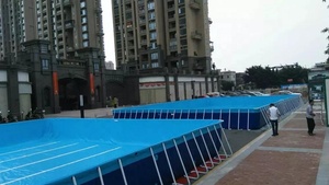 Thương mại lớn di động ngoài trời hình chữ nhật PVC thép kim loại khung vui chơi giải trí công viên nước hồ bơi với hệ thống lọc - Product Image 3