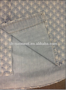 Mens DENIM impreso camisa de manga corta para con deshilachada Nd01 - Product Image 4