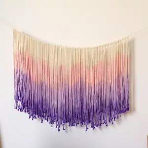 Boho Chic Macrame Rainbow Wall Hanging Tapestries WaterColor Wall Art Home Decor Dorm Room Cotton Tapestries