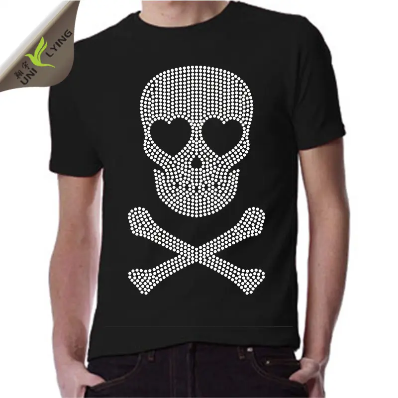 Оригинальные крутые хлопковые футболки со стразами и черепом для женщин и мужчин