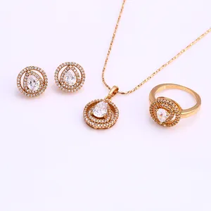 61679 Xuping Fashion Best Selling African Zirconia Jewelry Sets 18k Gold Plated Sets
