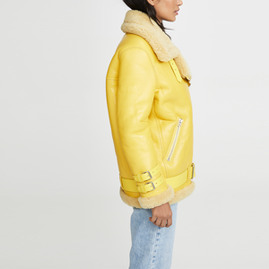 Blouson d'hiver pour <span class=keywords><strong>motard</strong></span> <span class=keywords><strong>en</strong></span> Faux <span class=keywords><strong>cuir</strong></span>, vêtement féminin avec épaules tombantes <span class=keywords><strong>en</strong></span> fourrure, nouveau Design 2020 - Product Image 2