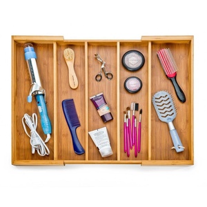 Clásicos de bambú ampliable que cajón organizador con divisor ajustable herramienta de cocina organizador de cajones de Bambú - Product Image 1