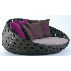 Chaise longue ronde en rotin d'extérieur pour cour et hôtel - Product Image 6