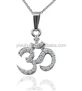 A1006 Mode-sieraden Inlay Crystal Om Hanger Religieuze Yoga Kristal Edelsteen Ketting